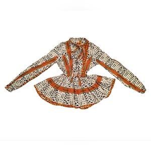 Grass Fields African Fabric Peplum Top S/M